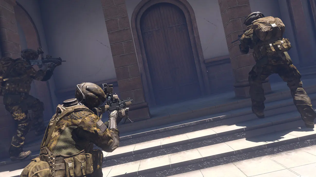 Courtyard close-quarters combat in ArmA III
